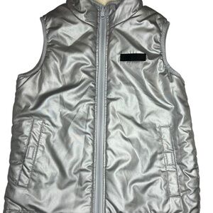 Buffalo David Bitton Girls Reversible Vest -Silver/Pink & white Size Small (7/8)